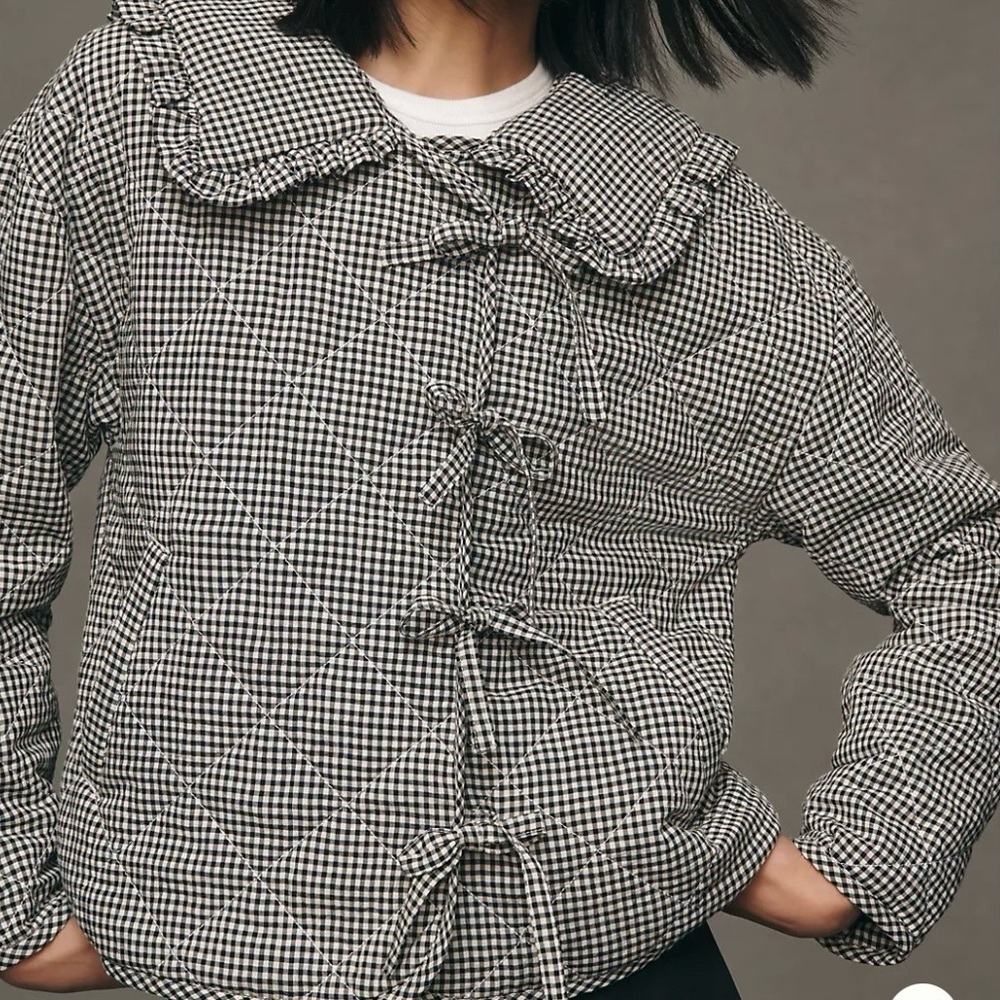 Anthropologie - Black and White Checkered Quilted Jacket